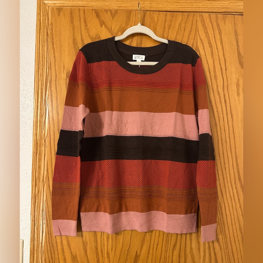 Market & Spruce Brown and Red Striped Sweater - NWT - Size L